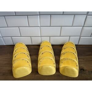 Tommy Bahama Set of 3 Taco Holder Yellow Rustic Crackle Melamine Genuine